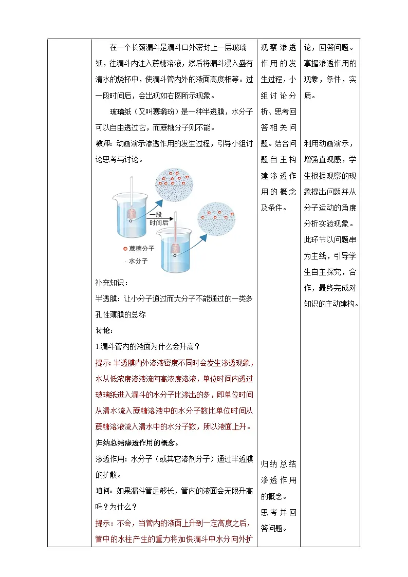 4.1 被动运输-教学设计--2025-2026学年高一上学期《生物》（人教版）必修1第2页