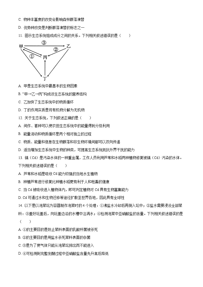 江苏徐州市2025-2026学年度第一学期期末抽测高二年级生物学试题（原卷+解析）第3页