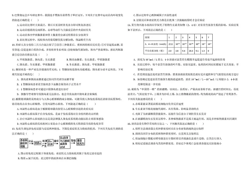 陕西商洛市镇安中学2025-2026学年高二上学期1月期末生物试题第2页