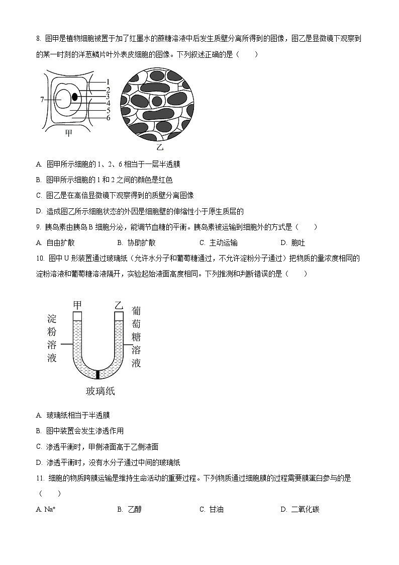 辽宁省辽阳市2025-2026学年高一上学期1月期末生物试题（试卷+解析）第3页
