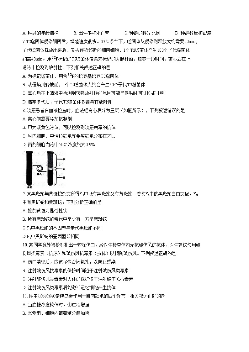 浙江绍兴市诸暨市2025_2026学年第一学期期末考试高二生物学试题（文字版，含答案）第2页