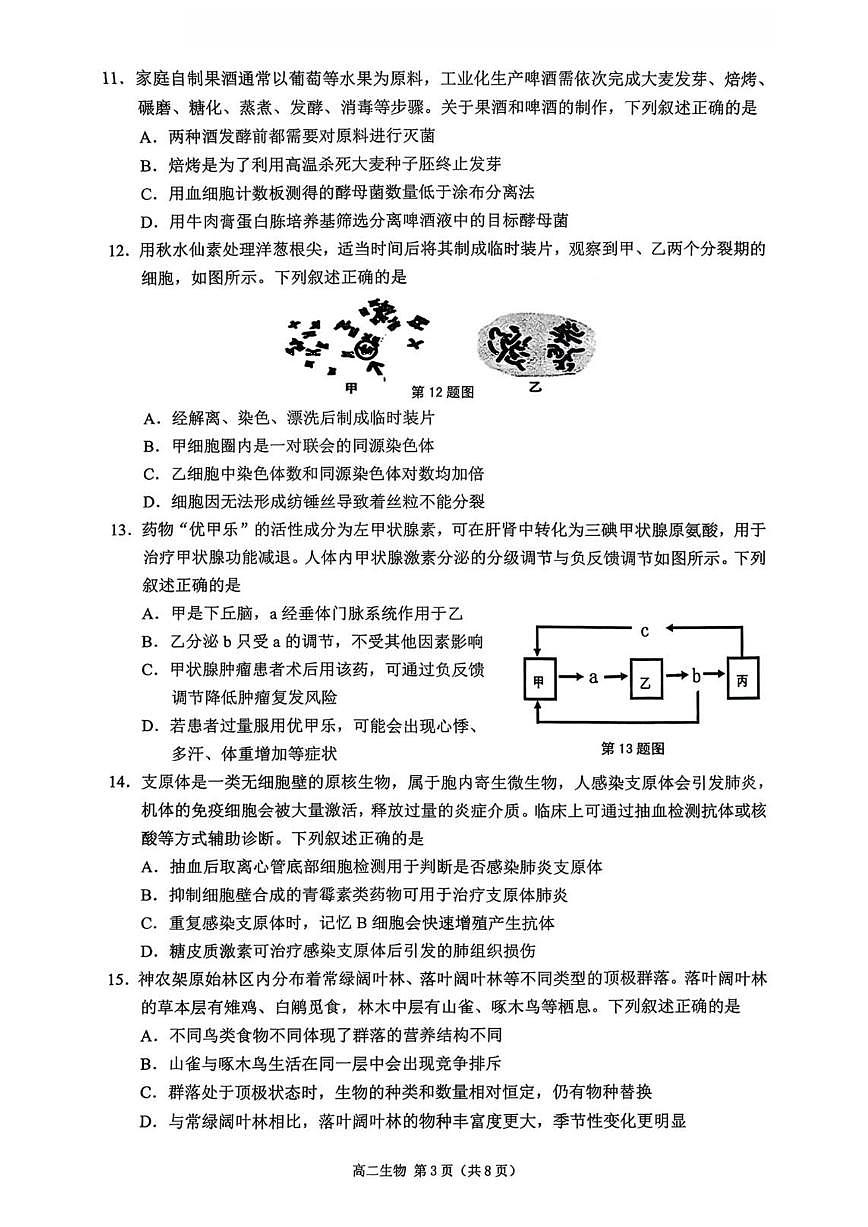 生物试题(乙)第3页