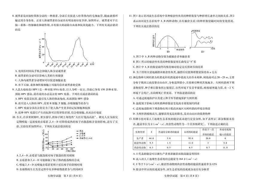 海南省天一大联考2024-2025学年高三学业水平诊断（四）生物第2页