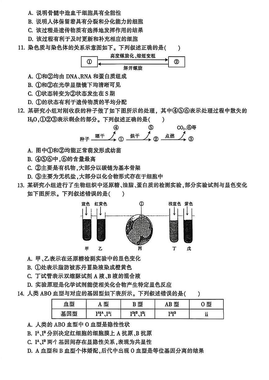 浙江金华十校2025-2026学年第一学期期末质量检测高一生物试题含答案第2页
