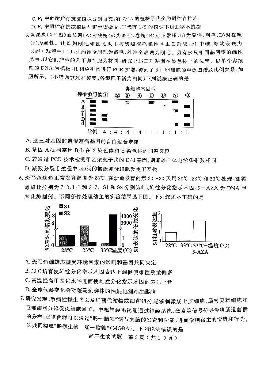 2026年聊城高三上学期期末生物试题及答案第2页