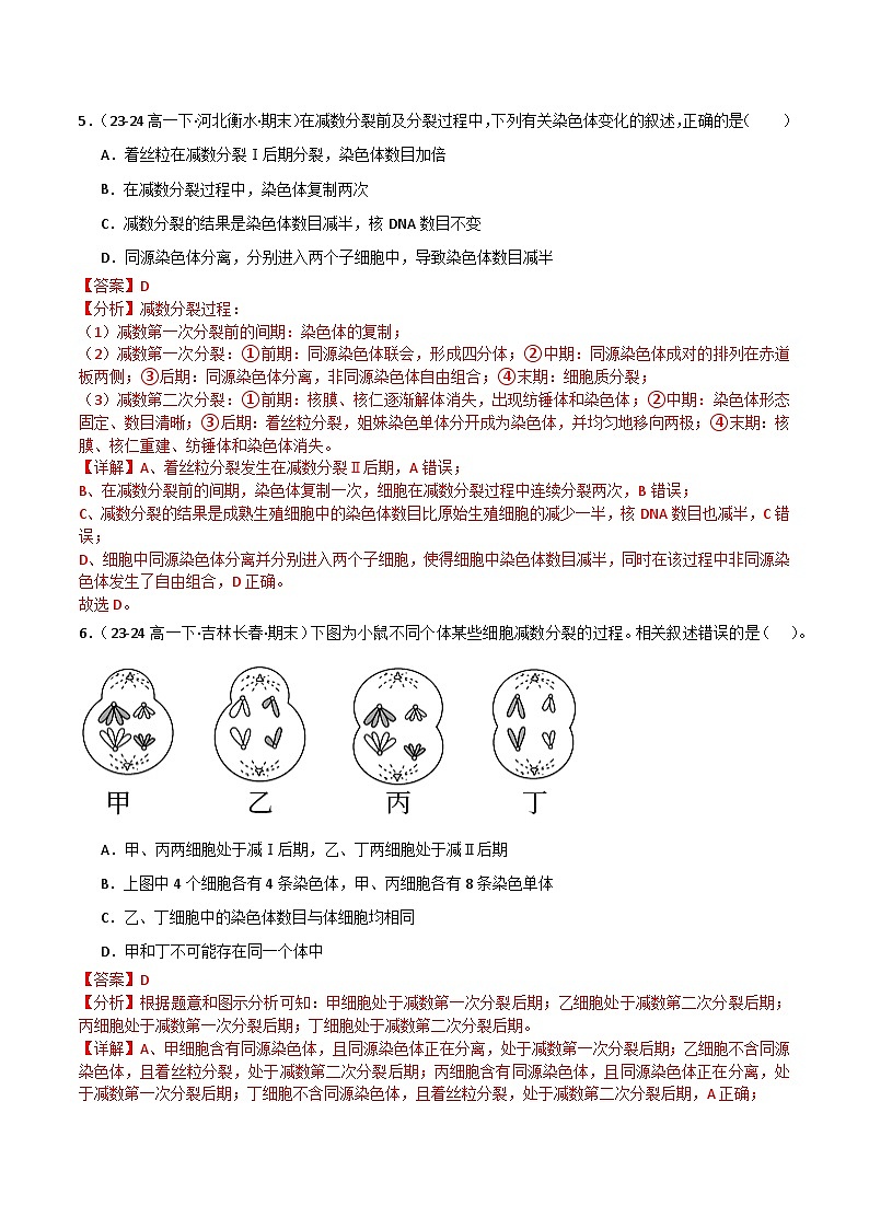 专题02 减数分裂和受精作用（2019人教版）（解析版）第3页