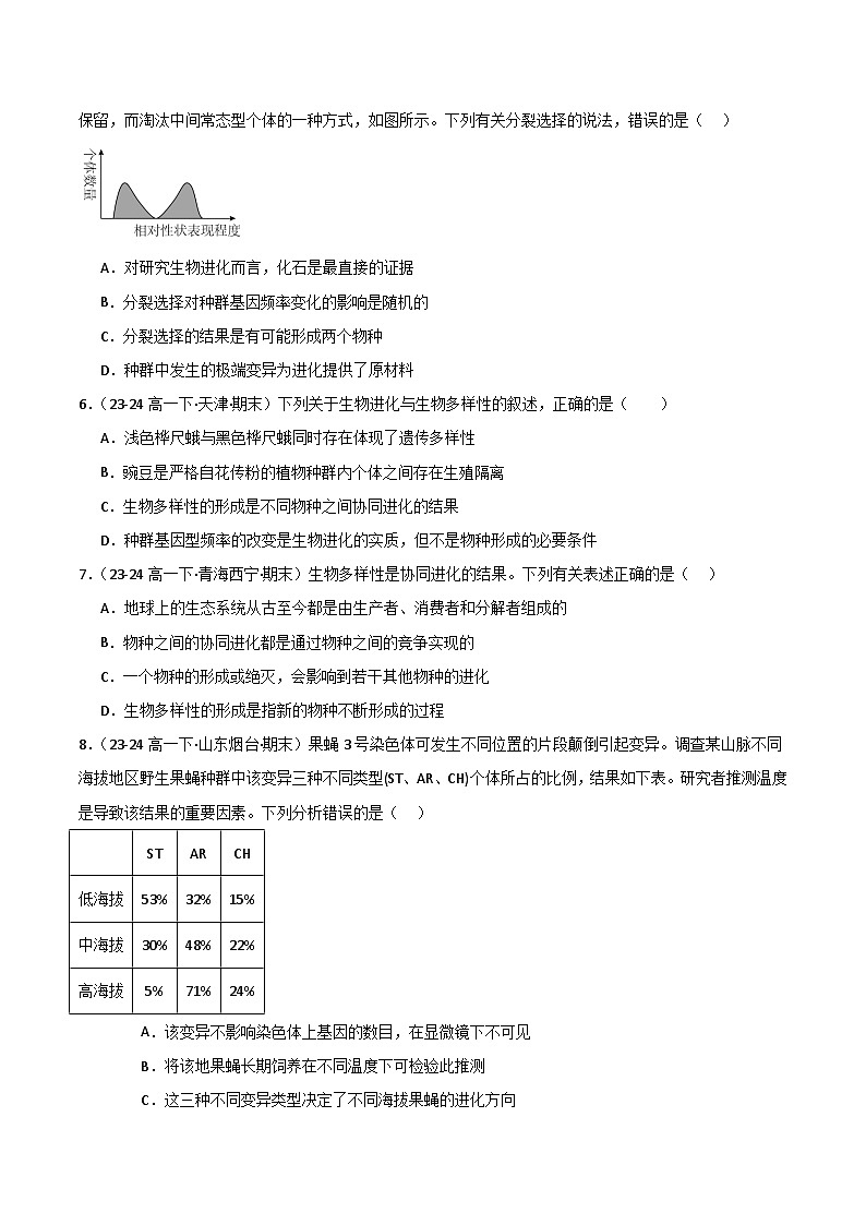 专题07 生物的进化（2019人教版）（原卷版）第2页