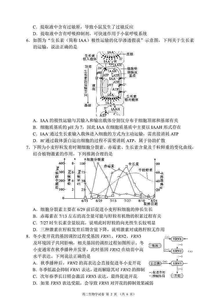 四川省蓉城名校联盟2027届高二上学期期末考试生物第2页