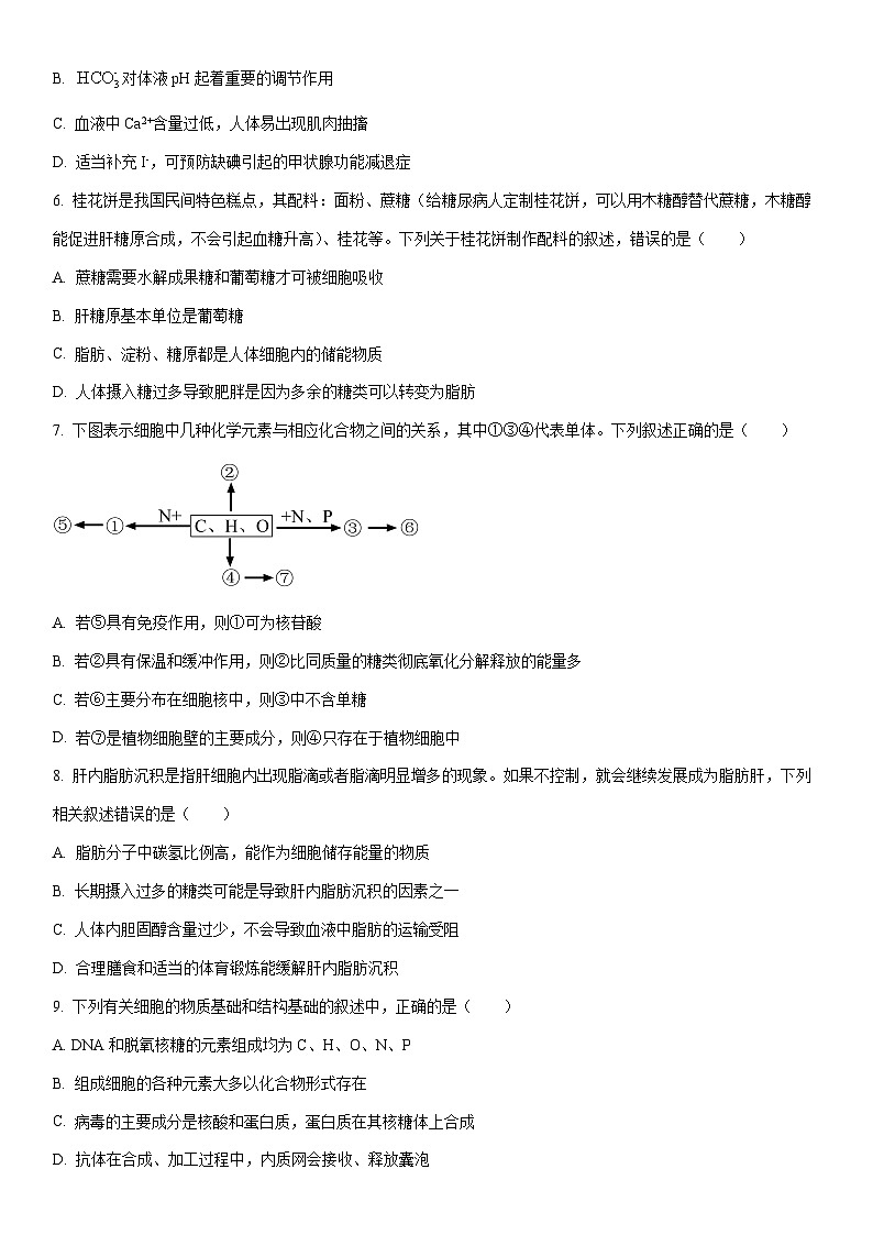 2025-2026学年江苏省淮安七校高一上学期第三次月考联考生物试卷（学生版）第2页
