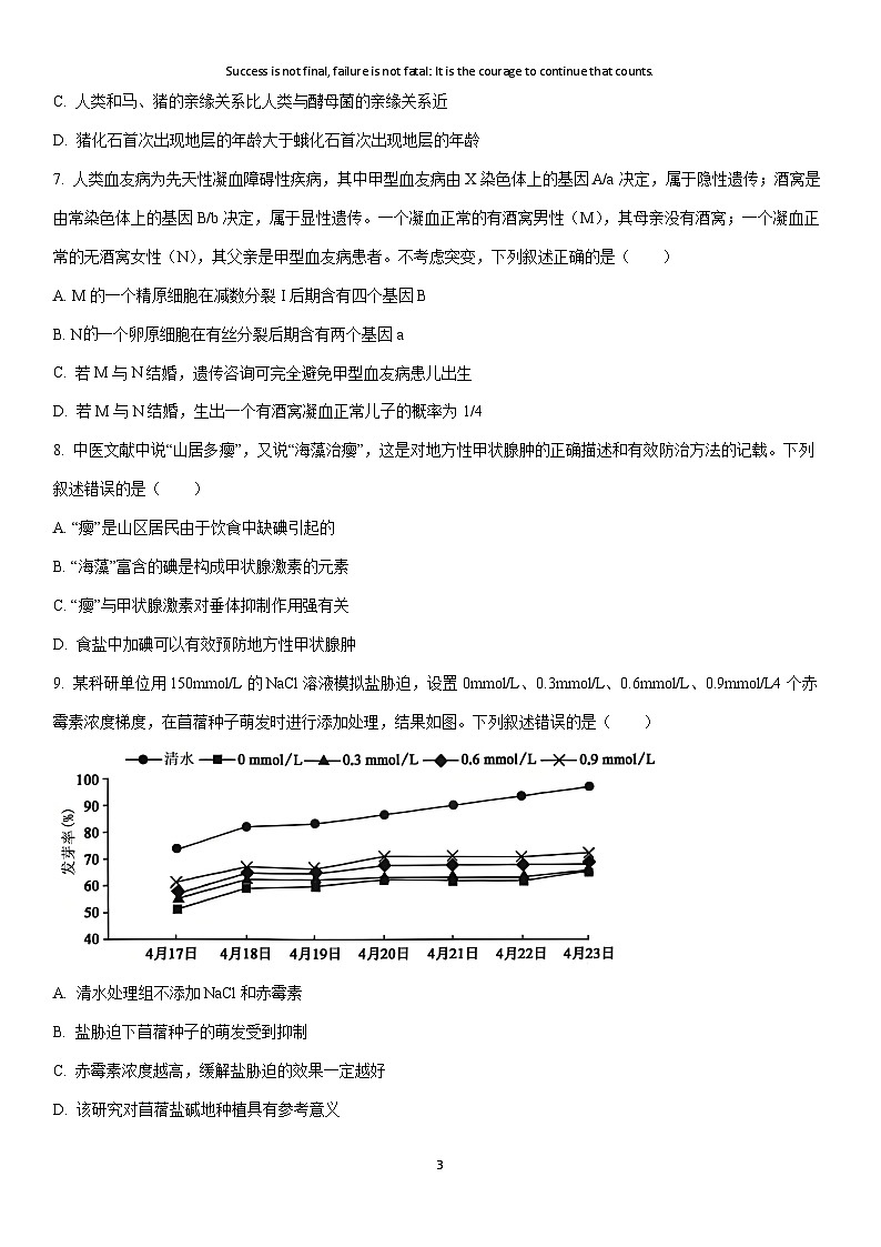 2025-2026学年河南省商丘市九师联盟高三上学期第5次质量检测生物试卷（学生版）第3页