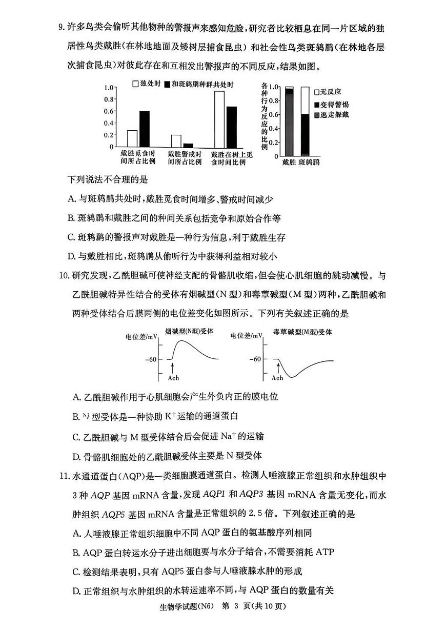 长郡中学2026届高三月考试卷（六）生物第3页