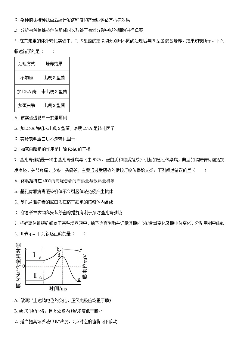 2025-2026学年河北省邢台市高三上学期学业水平调研考试生物试卷（学生版）第2页