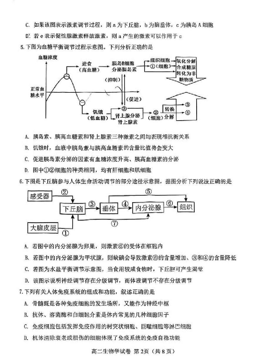 2025-2026学年天津市西青区高二上学期期末生物试卷（含答案）第2页