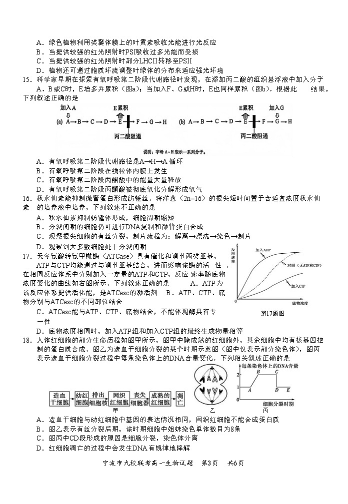 2601+宁波九校联考高一期末生物试卷第3页