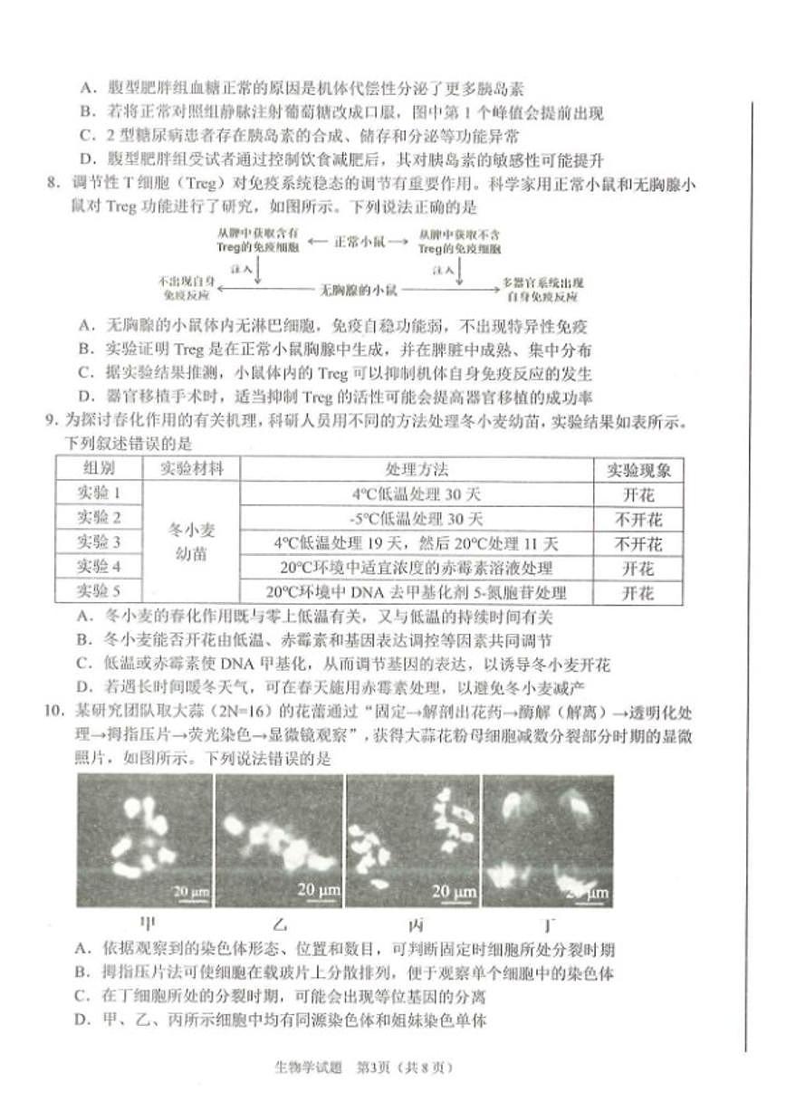 2026届安徽省合肥市高三上一模生物学试卷（含答案）第3页