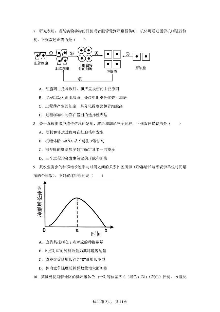 2025-2026学年浙江省温州市高一上学期期末质量评价生物（B）（含解析）试卷第2页