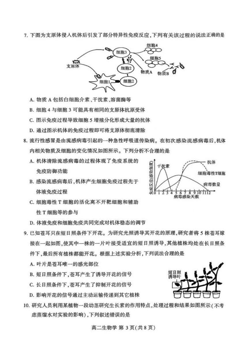 2025-2026学年河南许昌市第一学期期末质量检测高二生物学（含答案）第3页