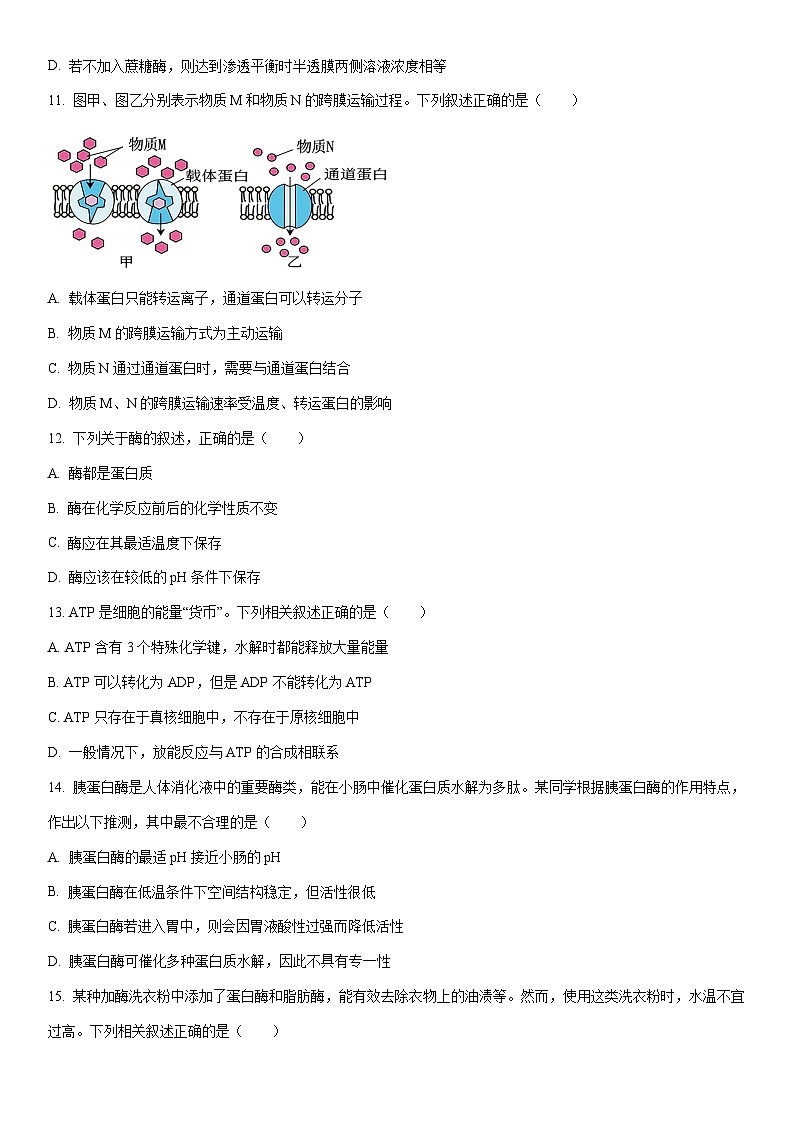 2025-2026学年甘肃省联考高一上学期1月期末生物试卷（学生版）第3页