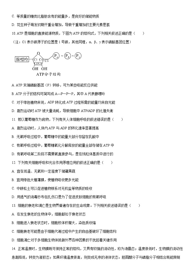 2025-2026学年吉林省延边朝鲜族自治州高一上学期期末生物试卷（学生版）第3页