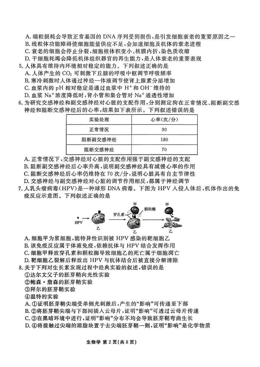 2026届陕西省衡水金卷高三上学期2月联考生物（含答案）第2页
