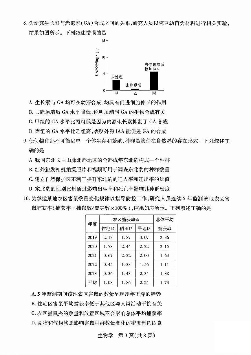 生物试题_晋中市2026年2月高二调研测试第3页
