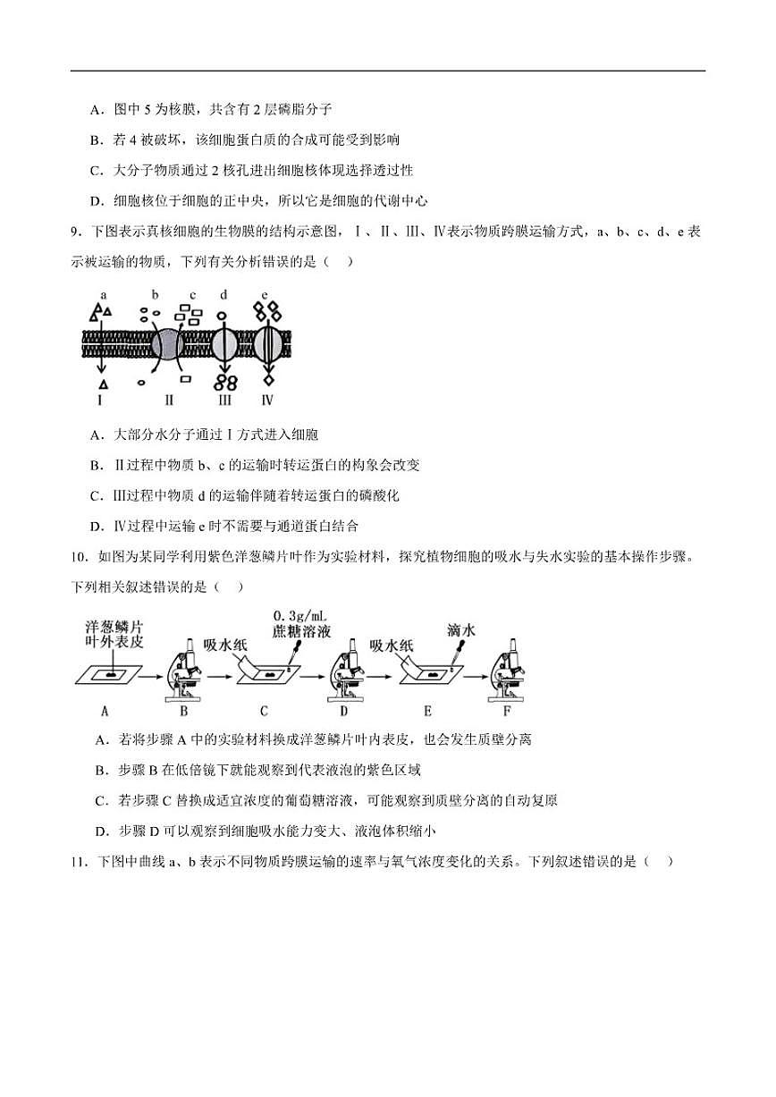 2025-2026学年黑龙江省大庆第一中学高一上学期第三次验收考试（期末）生物试卷（含答案）第3页