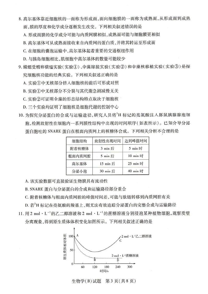 2025-2026学年河南省豫北名校高一上学期阶段性测试（二）生物（含解析）试卷第3页