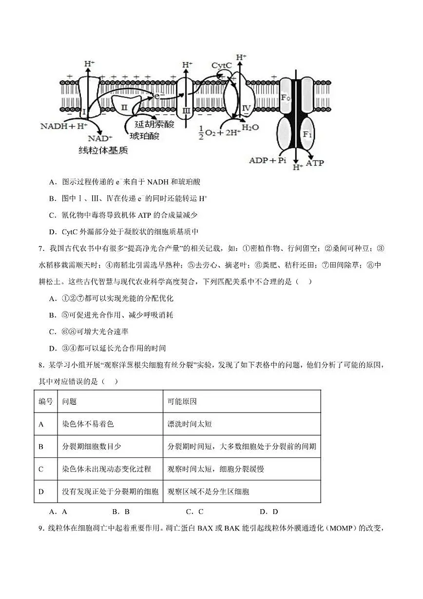 青海省西宁市大通回族土族自治县第二完全中学2026届高三上学期期中检测生物（含答案）试卷第3页