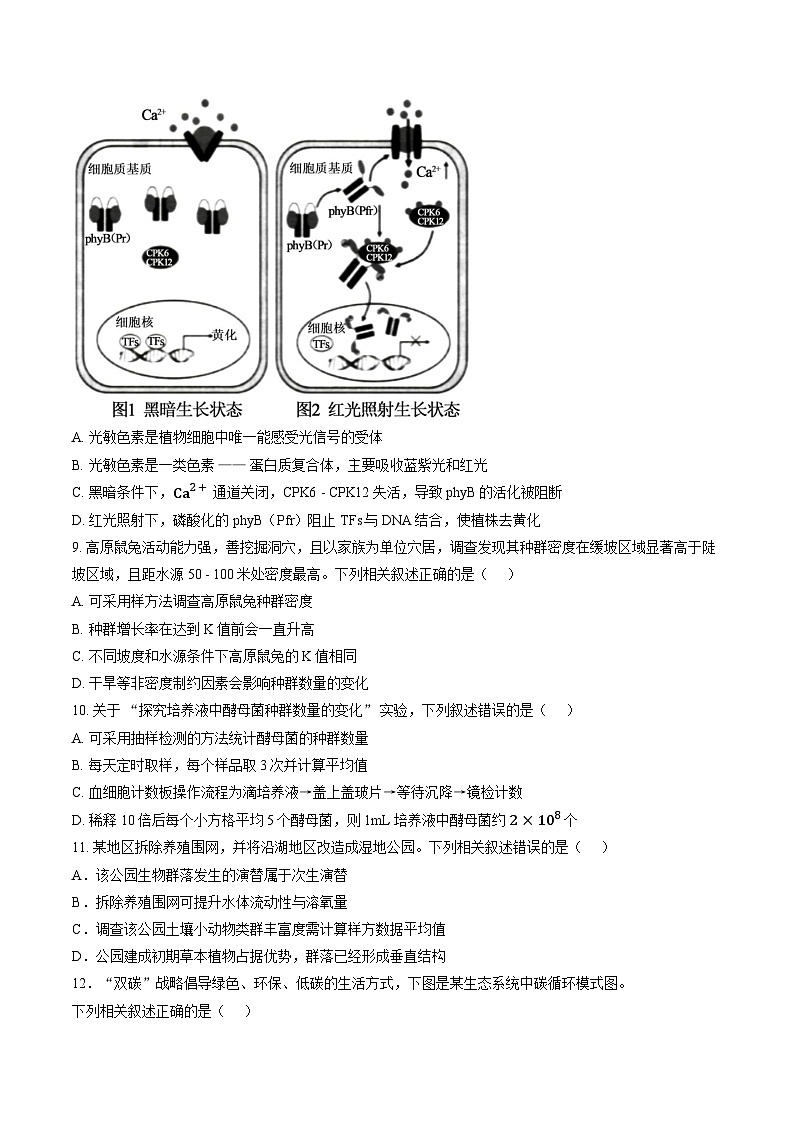 江苏苏州市2025-2026学年上学期期末高二生物试卷含答案第3页