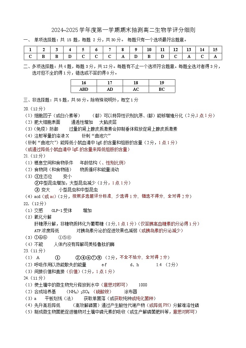 高二生物答案第1页