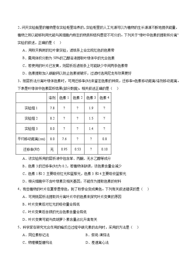 高考生物一轮考点通关卷10 光合作用（原卷版）第2页