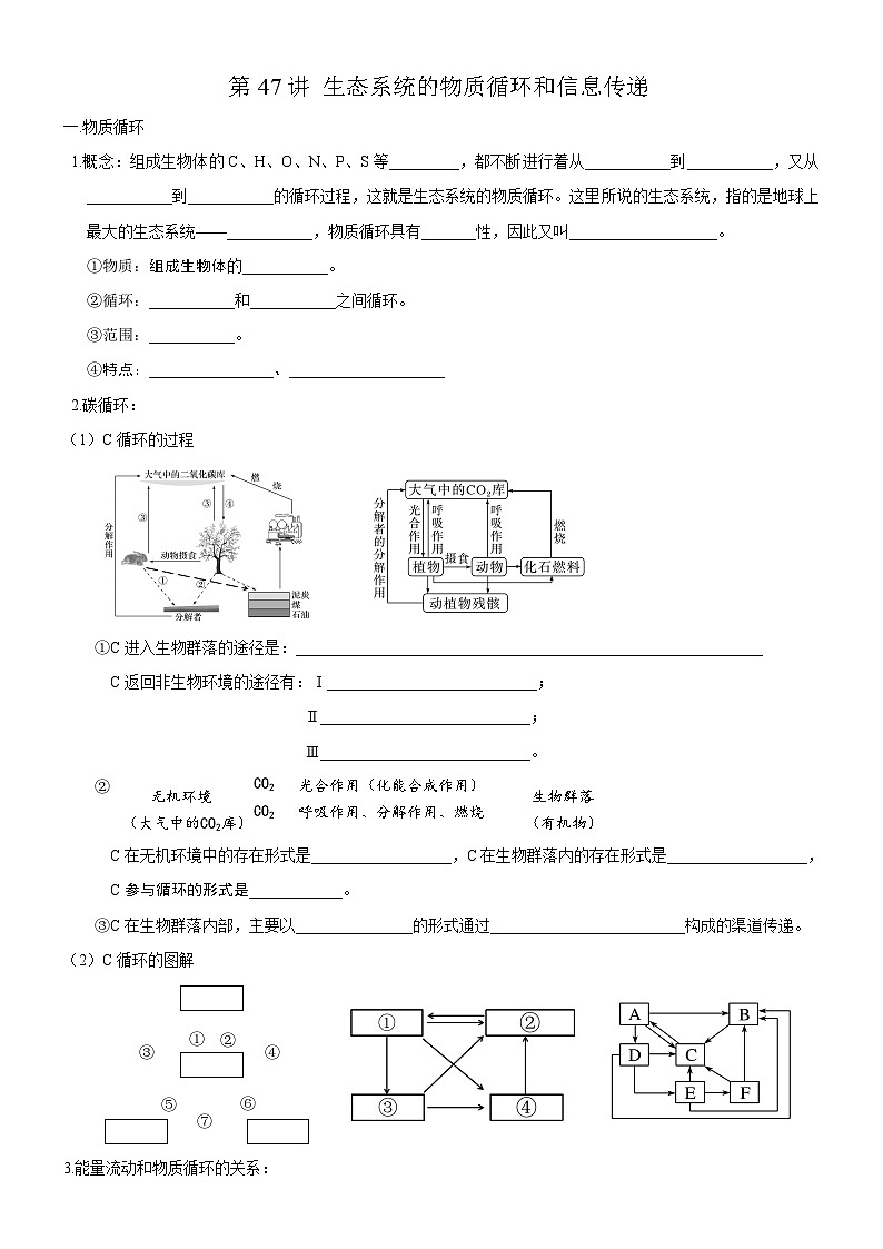 高考生物一轮-生态系统的物质循环和信息传递（知识清单）第1页