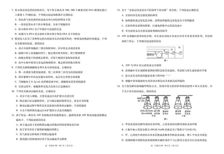 2025~2026学年度第一学期高一年级第三次月考生物-试卷第2页