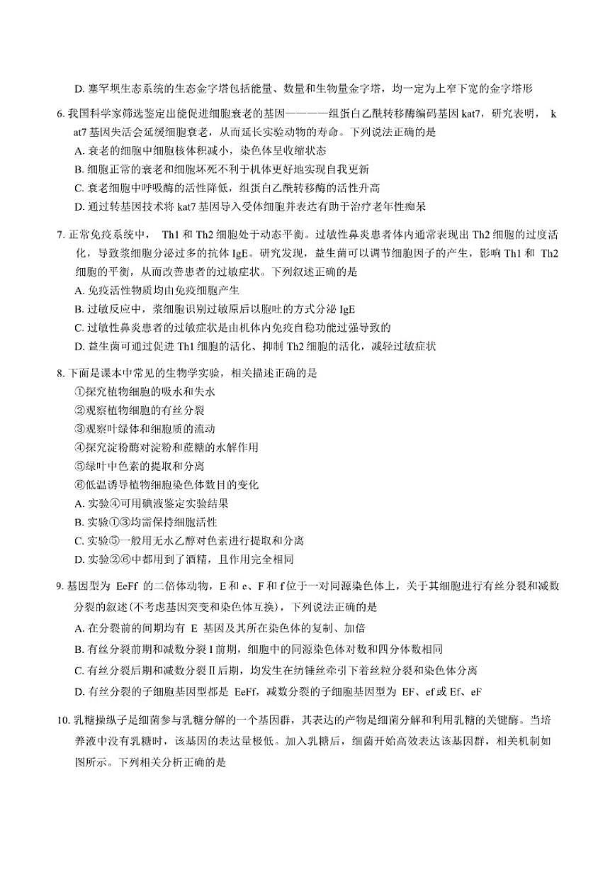 2025-2026学年黑龙江省哈尔滨市哈三中度上学期期末考试高三生物学试题（含答案）第2页