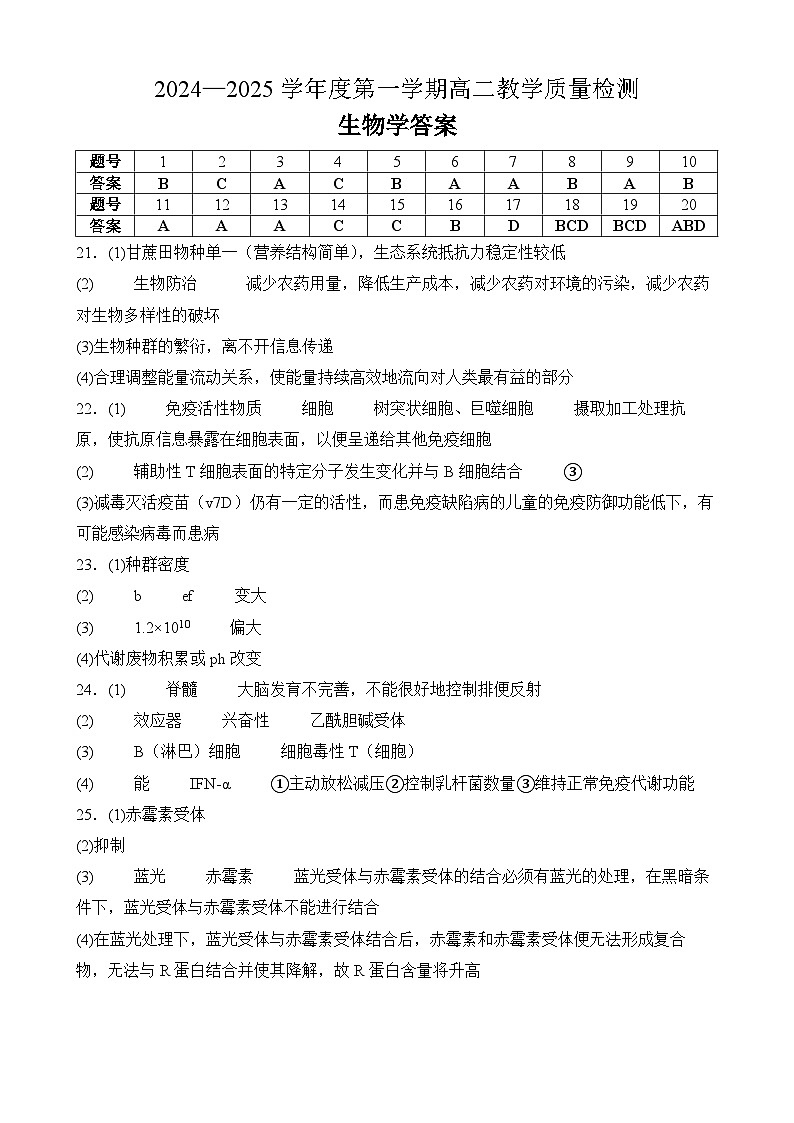 生物学答案第1页