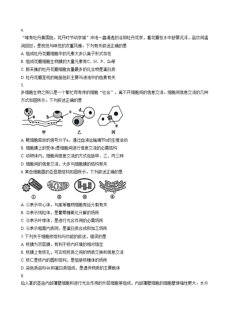 河南省2025_2026学年第一学期期末考试高一生物试卷（图片版，含答案）第2页
