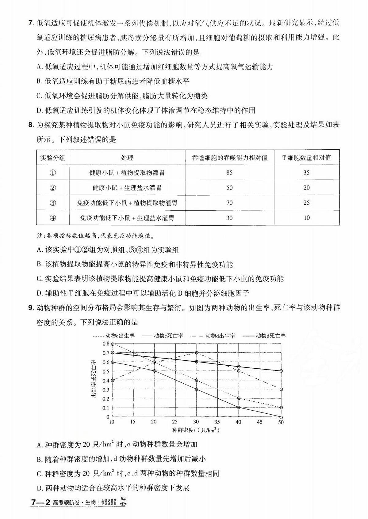 2026百校联盟高考模拟领航卷生物试卷七+答案第3页