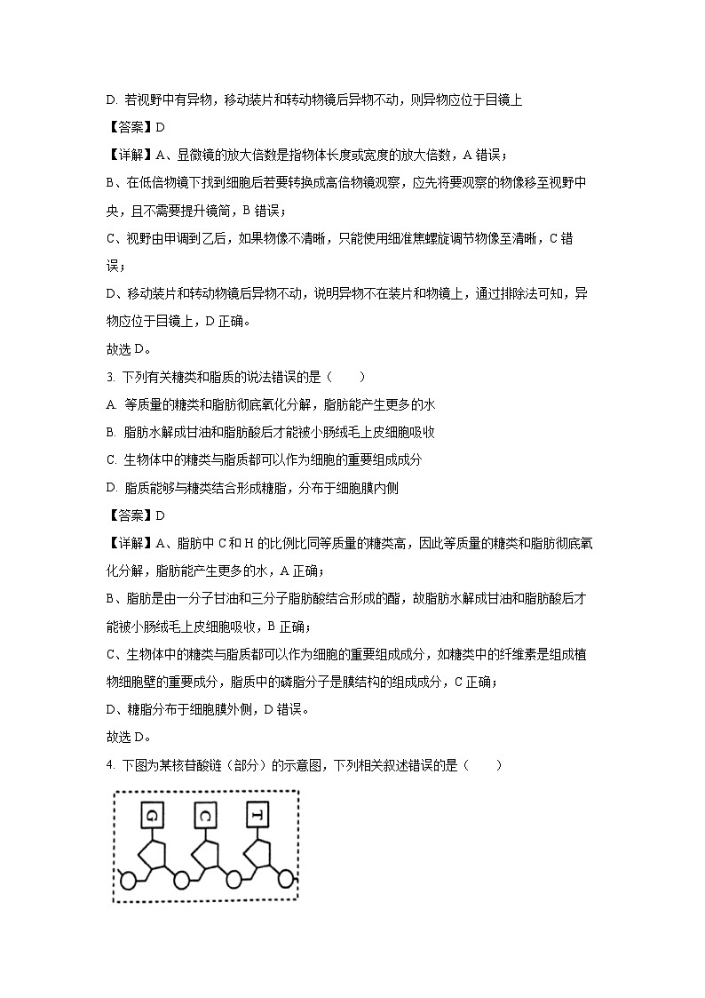 【生物】河南省三门峡市2024-2025学年高一上学期1月期末试题（解析版）第2页