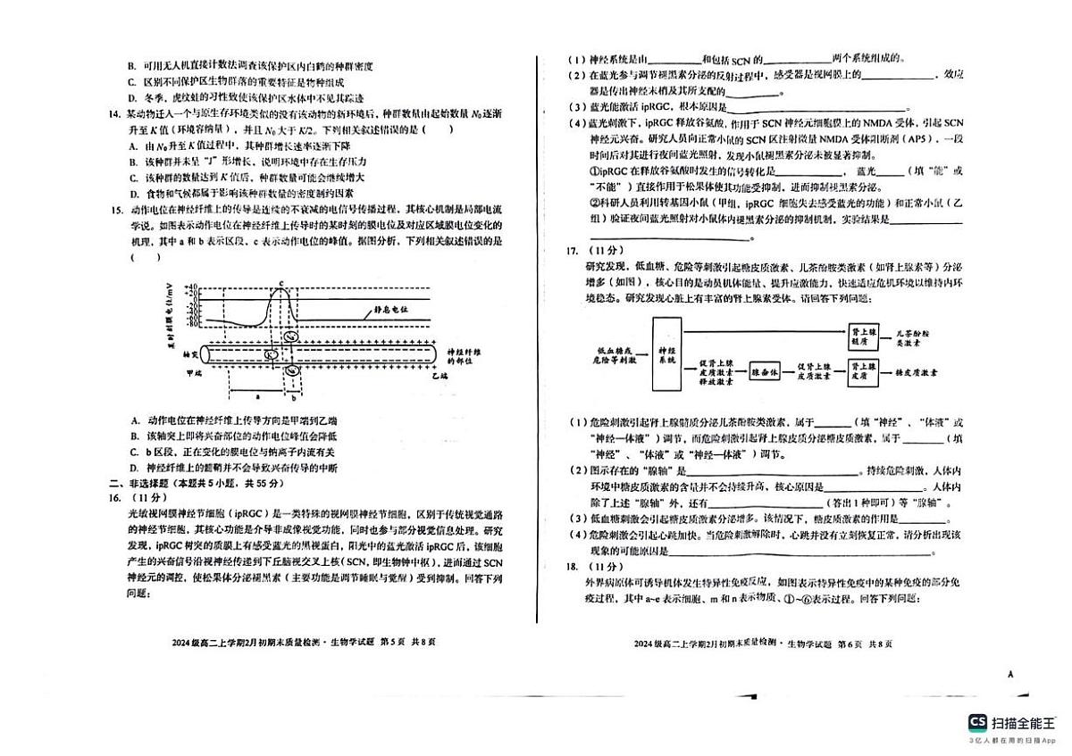 安徽宿州市2025-2026学年高二上学期2月初期末质量检测生物学试题A第3页
