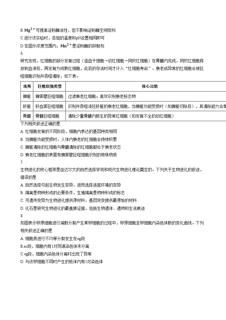 安徽省亳州市普通高中2025一2026学年度第一学期高三期末质量检测生物学试题（文字版，含答案）第3页