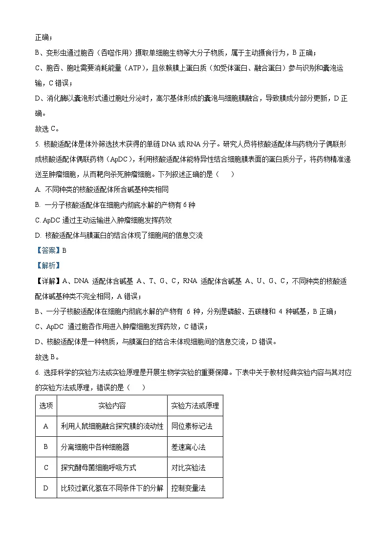 人教版2025-2026学年高一下学期开学模拟考试生物试题01（解析版）第3页