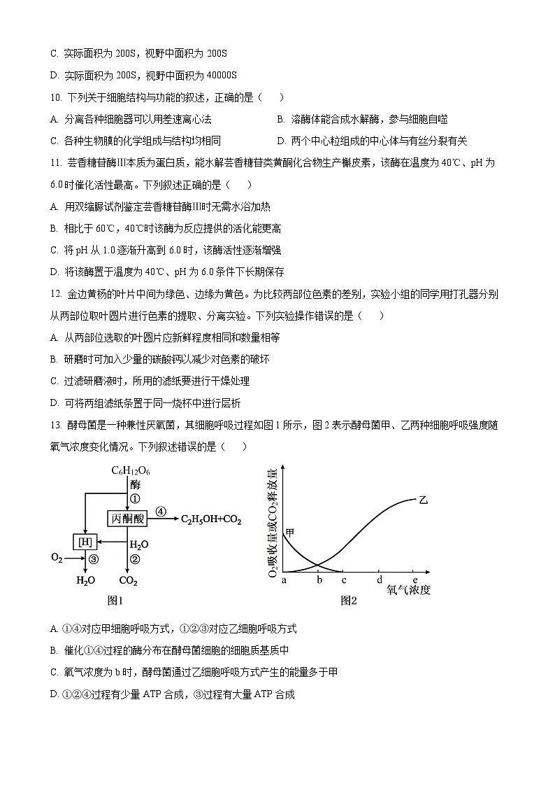 人教版2025-2026学年高一下学期开学模拟考试生物试题01（原卷版）第3页