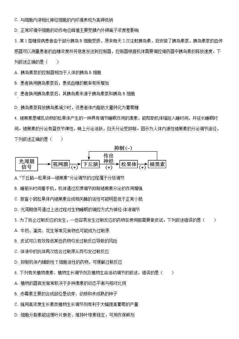 2025-2026学年山东省济宁市度第一学期期末质量检测高二生物试卷（学生版）第2页