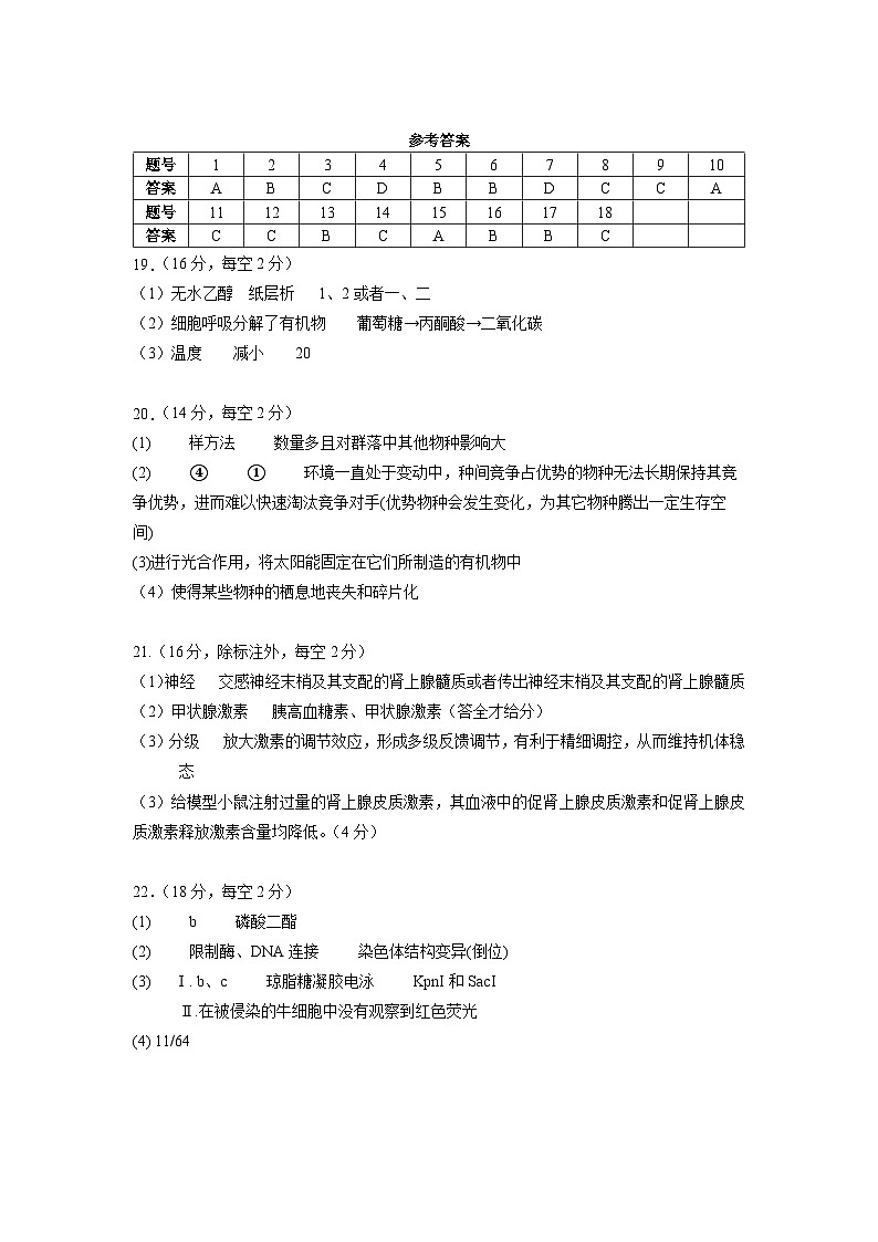 湖北省“黄鄂鄂”2025年高三下学期4月联考生物答案第1页