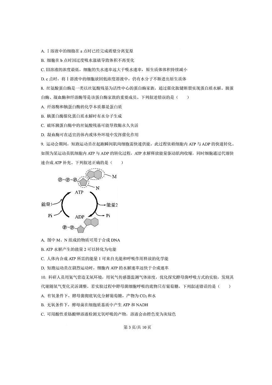 黑龙江省齐齐哈尔市学校2025～2026学年高一上1月期末生物试卷(含答案)第3页