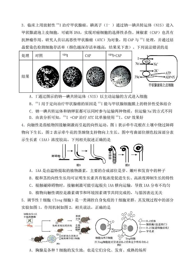 重庆市第八中学校2025-2026学年度（下）高三年级入学考试 生物第2页