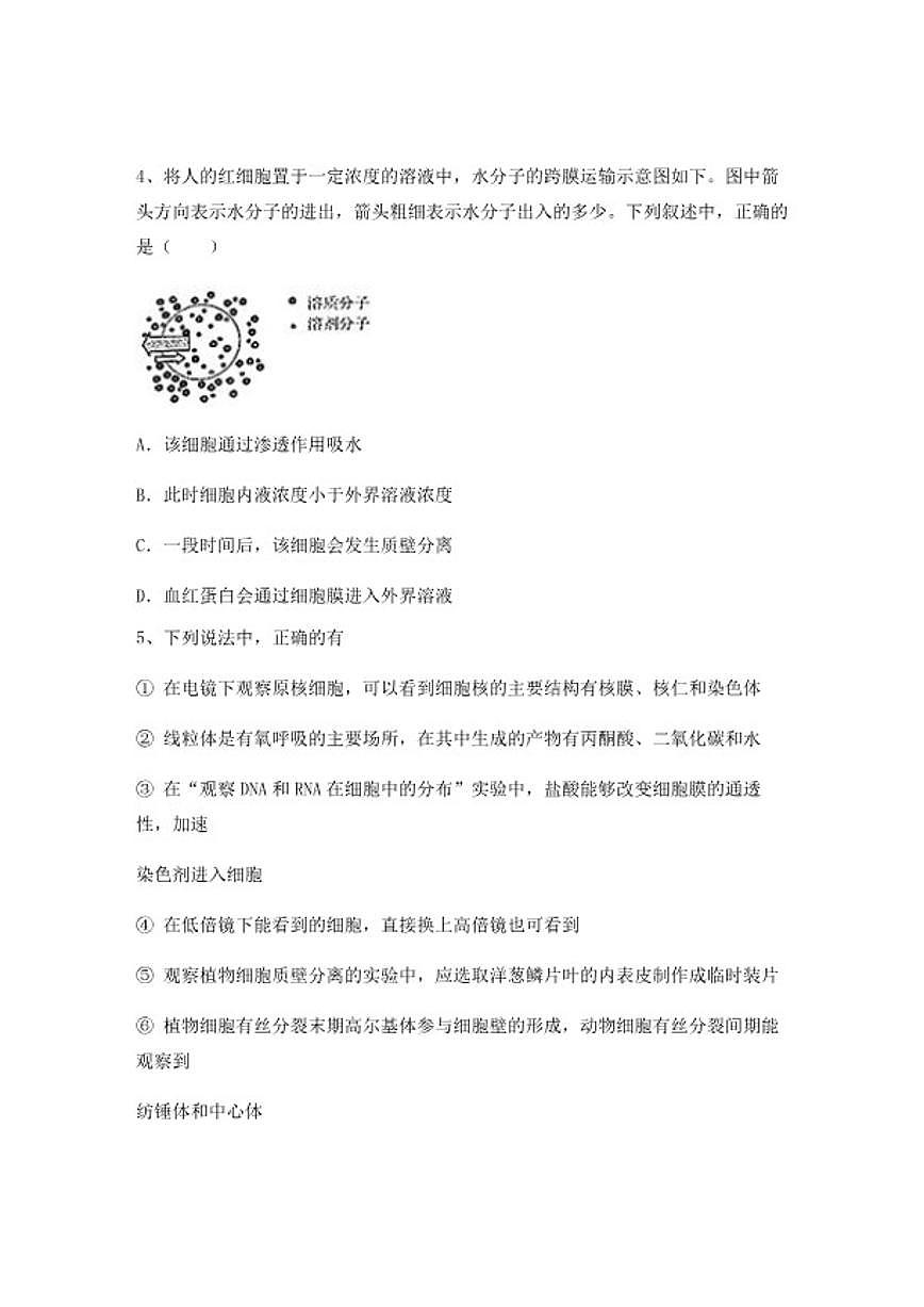 2024-2025学年广西桂林市第一中学高一上学期期中生物综合检测试卷（含答案）第2页