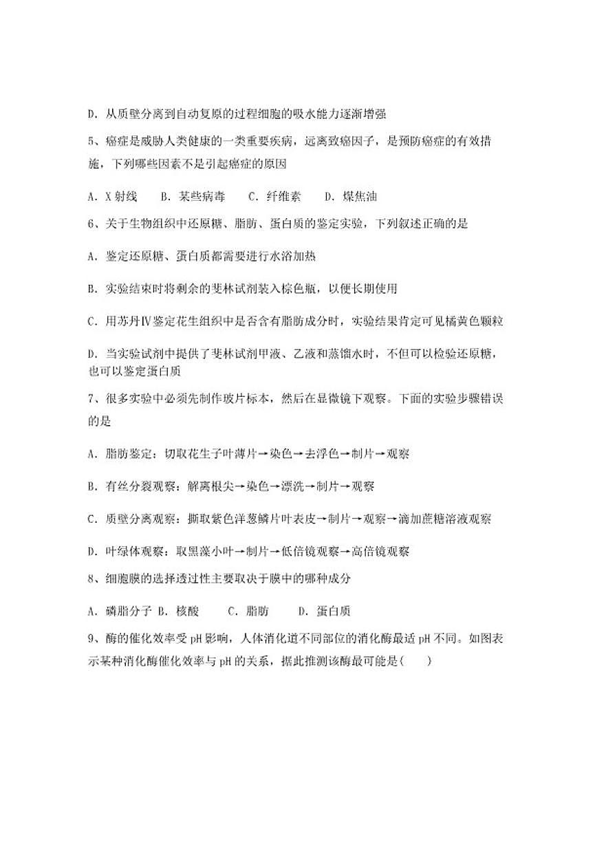 2024-2025学年广西桂林中学高一上学期期中生物试卷（含答案）第2页