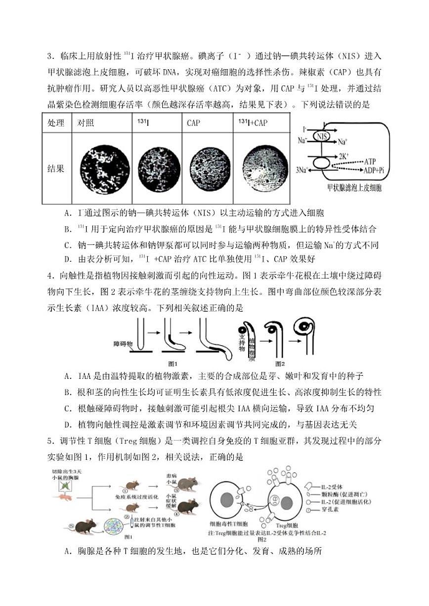 2025-2026学年重庆市第八中学校度高三（下）入学考试生物学试卷（含解析）第2页