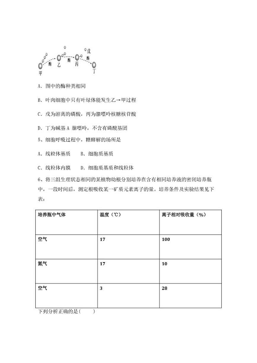 2024-2025学年广西柳州市高中高一上学期期末生物综合检测试卷（含答案）第2页